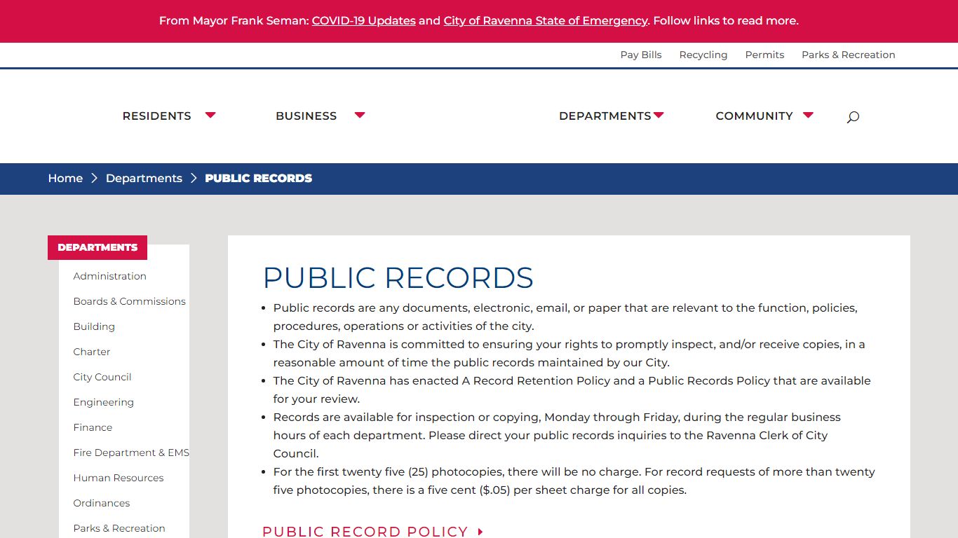 Public Records - City of Ravenna, Ohio